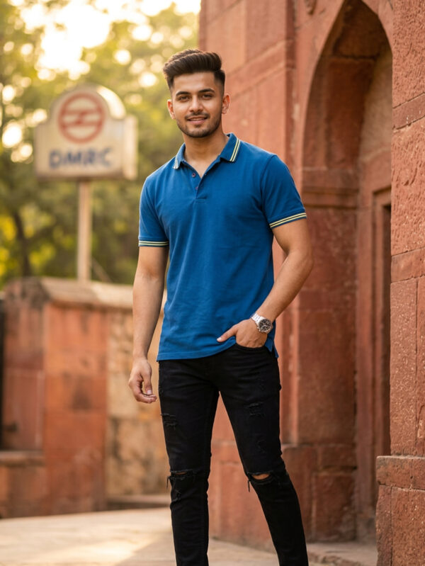 Taatparya Men's Polo 100% Cotton Regular Fit Solid T-Shirt | Cotton Polo T-shirt | Collar T-shirts | Half Sleeves